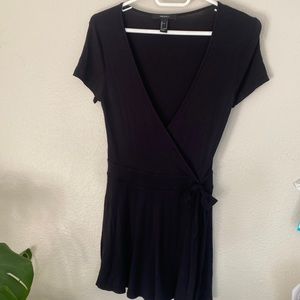 Black Wrap Romper Dress